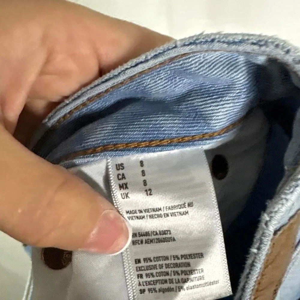 American Eagle light blue denim mini skirt